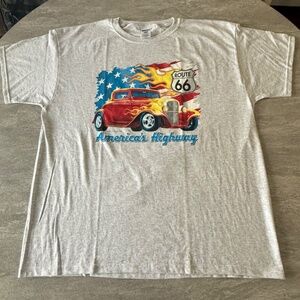Vintage 2000s Route 66 “America’s Highway” Flame Hot Rod Graphic Tee XL